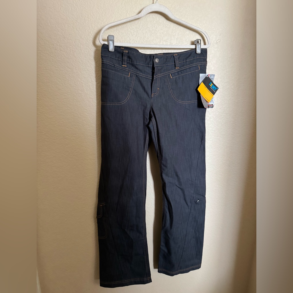 Athleta Outdoor Utility Denim Pants Sz 14 Dark Wash Gorpcore Hiking Relaxed New